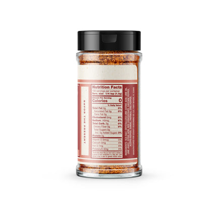 Nutrition panel for Chimón Chili Limón Seasoning:

Per ¼ tsp (1.0g) serving (150 servings per container):
Sodium, 140mg, 6% daily value.
All other nutrients 0% daily value.

Ingredients: Sea Salt, Crystalized Lime (Citric Acid, Lime Oil, Lime Juice), Citric Acid, Rice Concentrate, Cayenne Pepper, Aleppo Pepper, Sumac, Paprika, Chili Pepper.

Manufactured for Legacy Seasoning Co LLC, Fort Myers, FL, 33008.